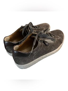 Hartjes Suede Lace-Up Sneakers in Dark Gray